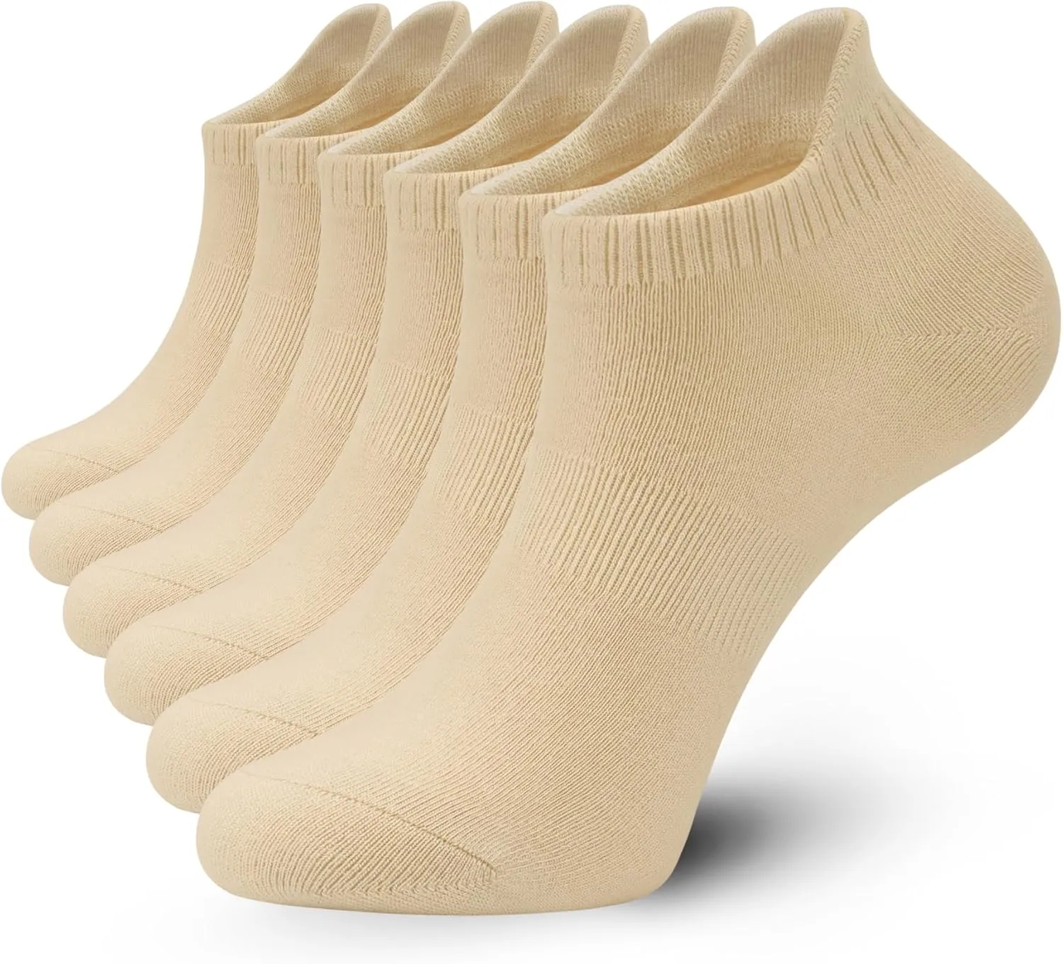 Ankle Thin Socks Womens Combed Cotton Low Cut Athletic No Show Running Socks With Heel Tab 6 Pairs