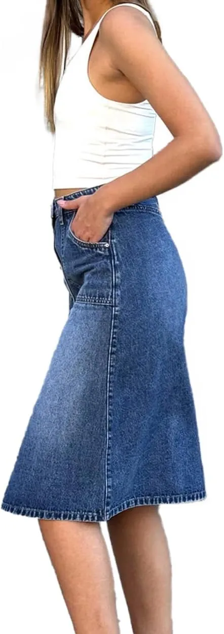 Denim Skirts for Women Comfy Stretch Jean Skirt