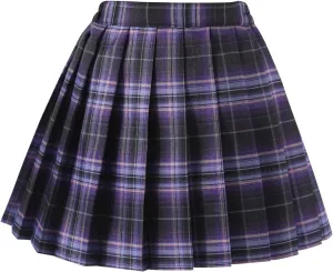 Girls' Pleated Plaid Mini Skirt with Shorts Girl Uniform School Tennis Skater Skirts Skort 2T-14Y