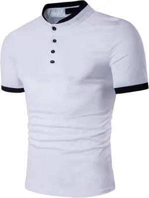 JEShifangjiusu Men's Short Sleeve Cotton Shirt Summer Casual Regular Fit Polo Shirt Contrast Color Collar Fashion T-Shirts