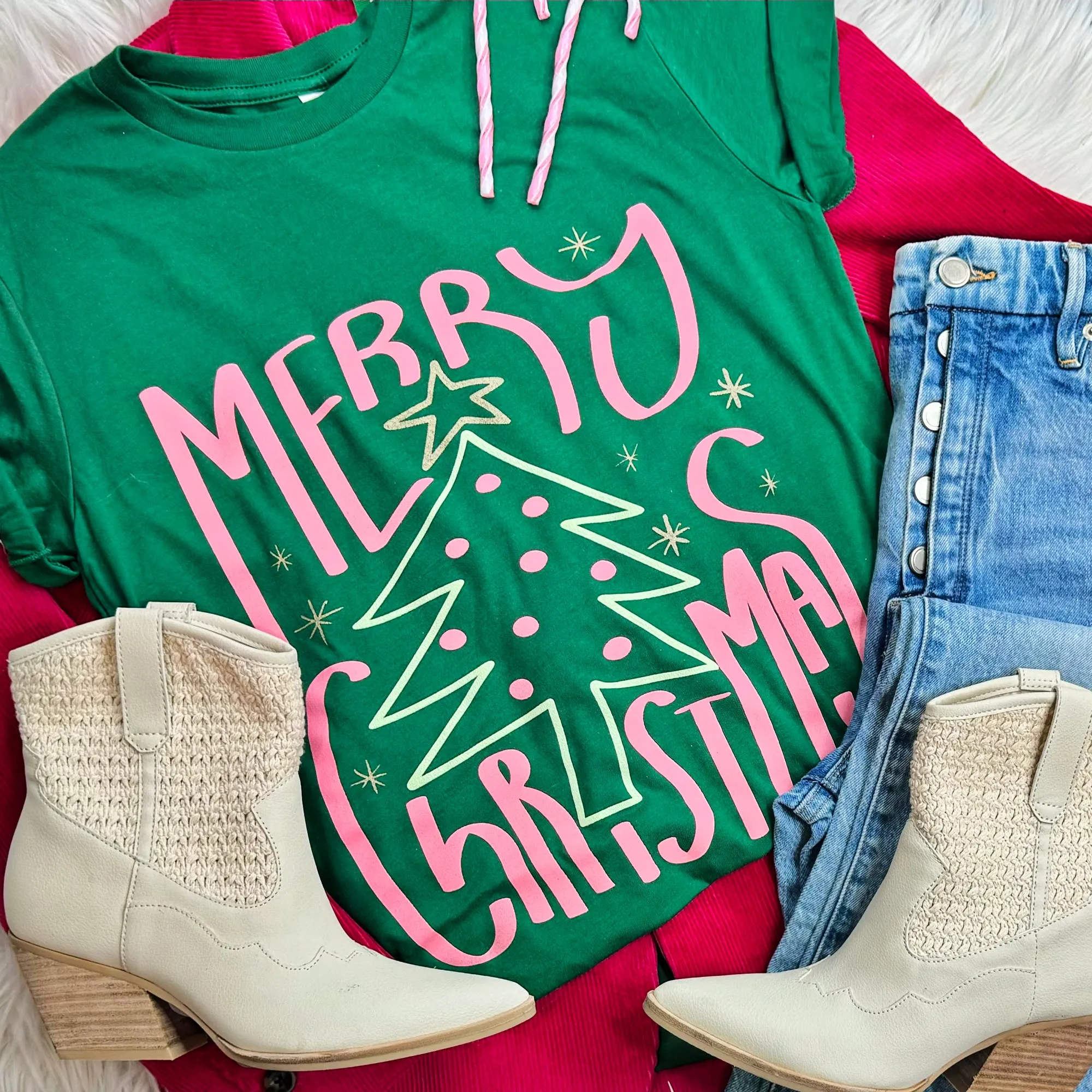 Merry Christmas Vintage Evergreen Tee