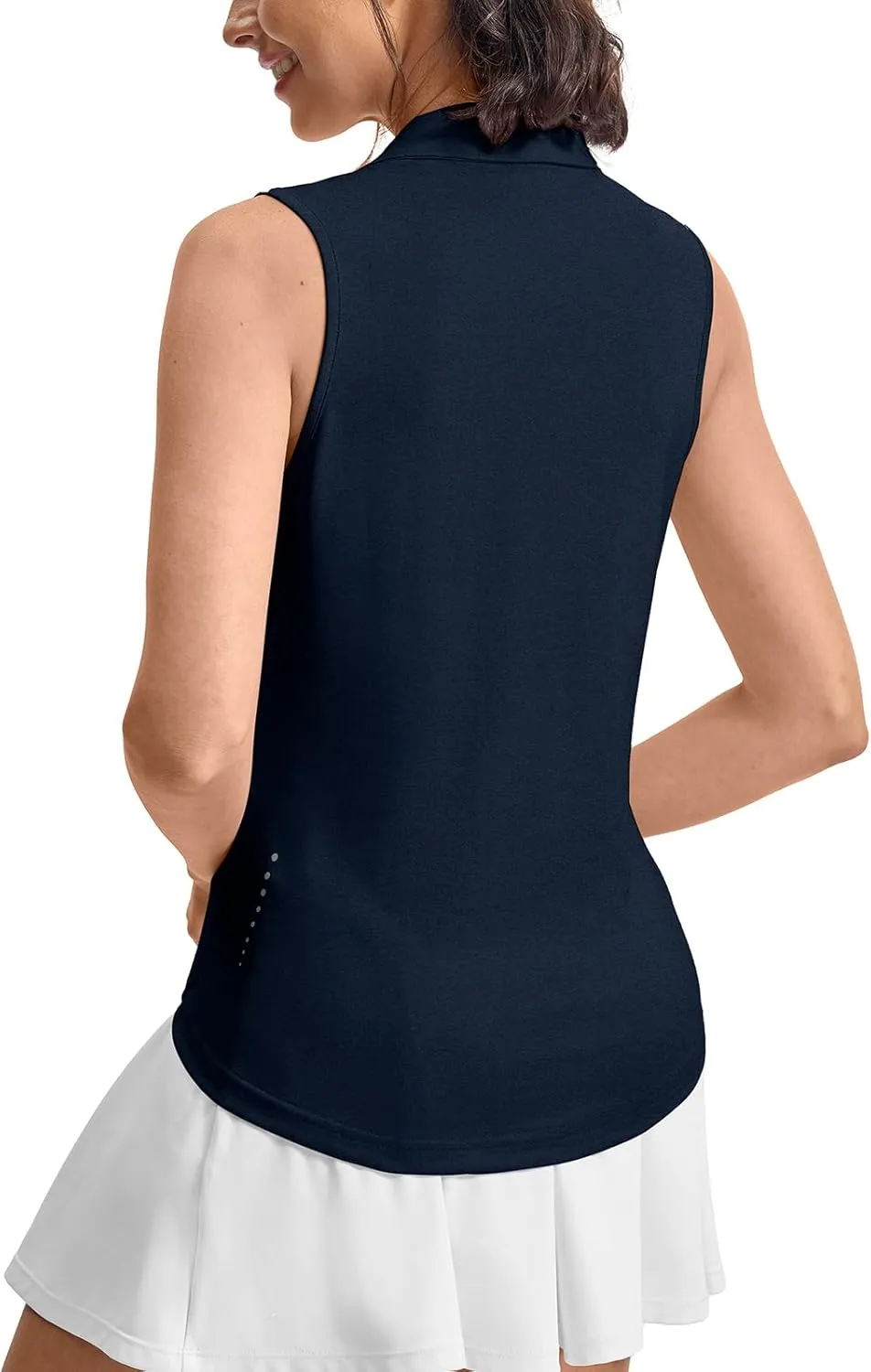 Rdruko Women's Sleeveless Golf Polo Shirts V-Neck Collared Tennis Quick Dry UPF 50  Lightweight Athletic Tank Tops