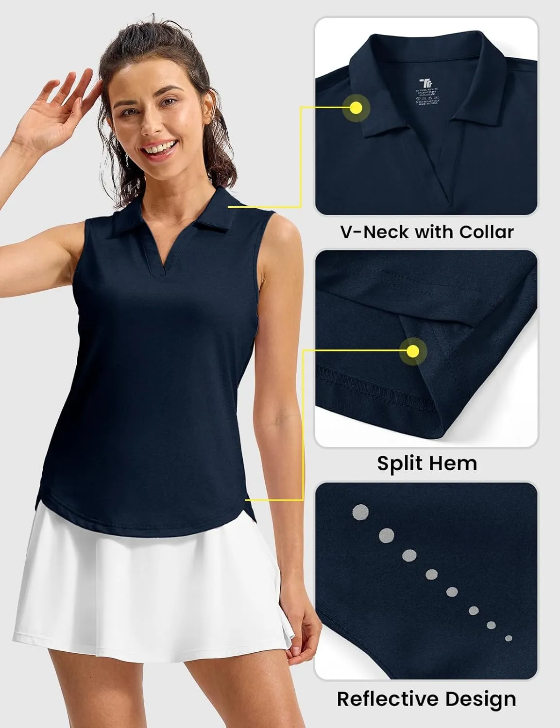 Rdruko Women's Sleeveless Golf Polo Shirts V-Neck Collared Tennis Quick Dry UPF 50  Lightweight Athletic Tank Tops