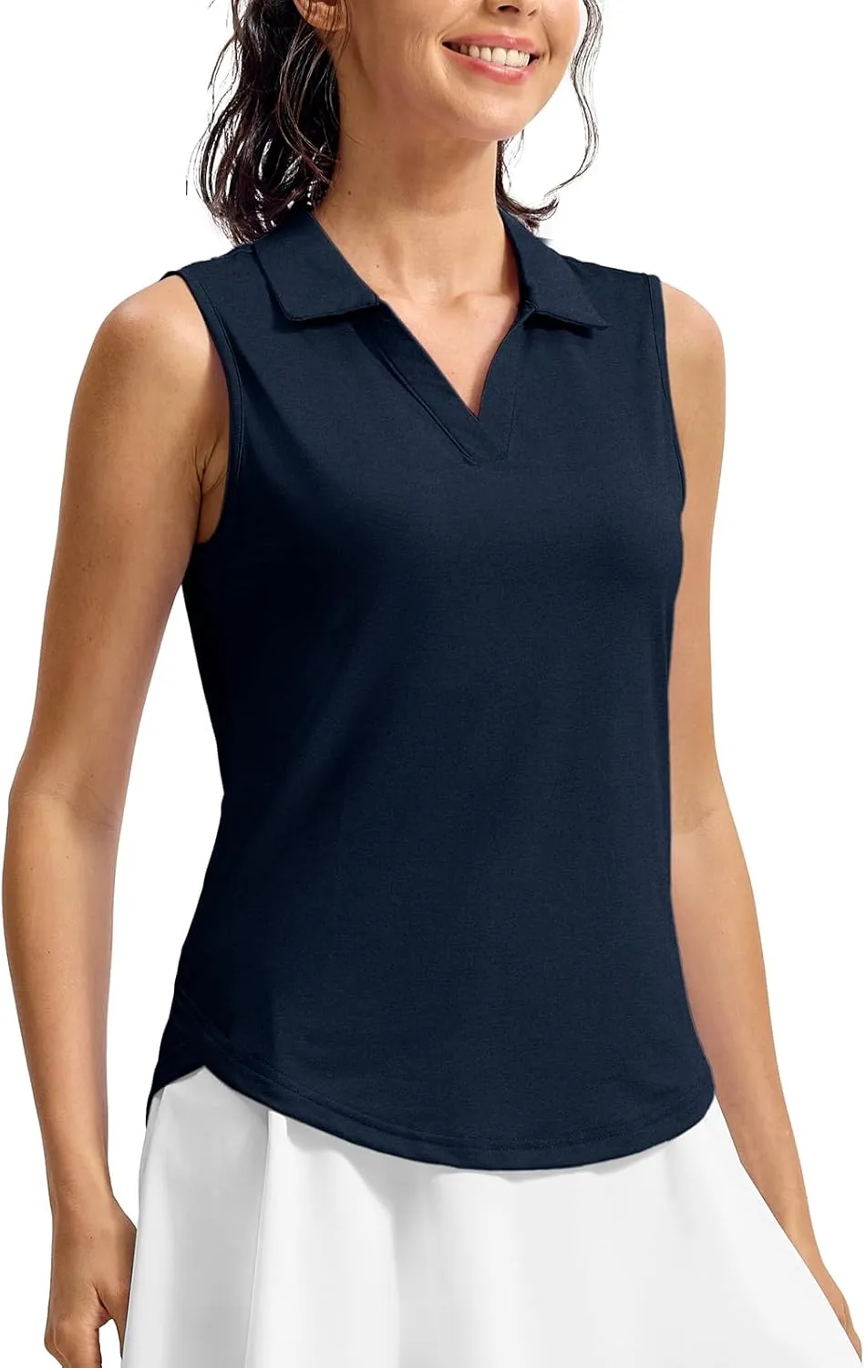 Rdruko Women's Sleeveless Golf Polo Shirts V-Neck Collared Tennis Quick Dry UPF 50  Lightweight Athletic Tank Tops