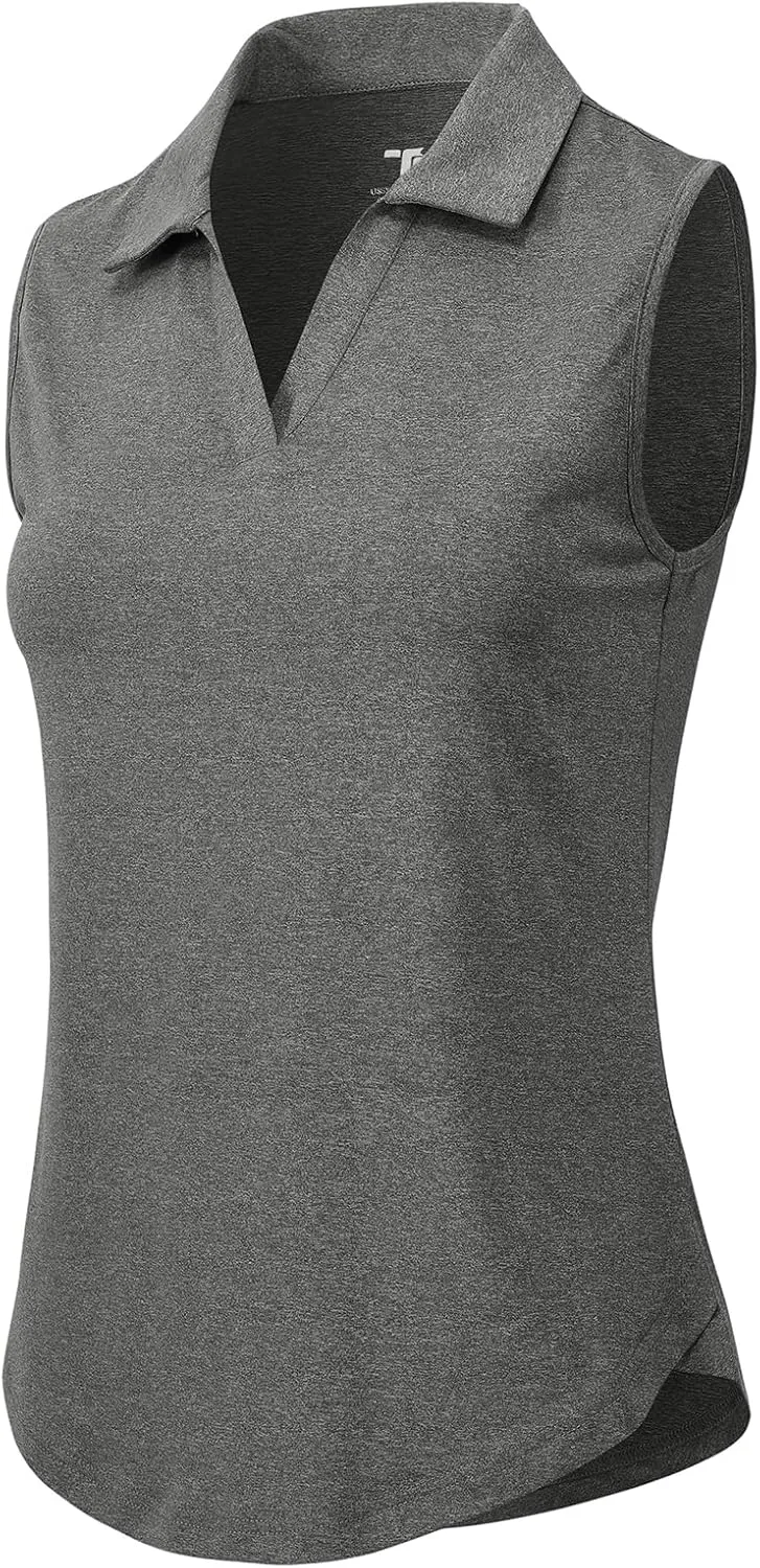 Rdruko Women's Sleeveless Golf Polo Shirts V-Neck Collared Tennis Quick Dry UPF 50  Lightweight Athletic Tank Tops
