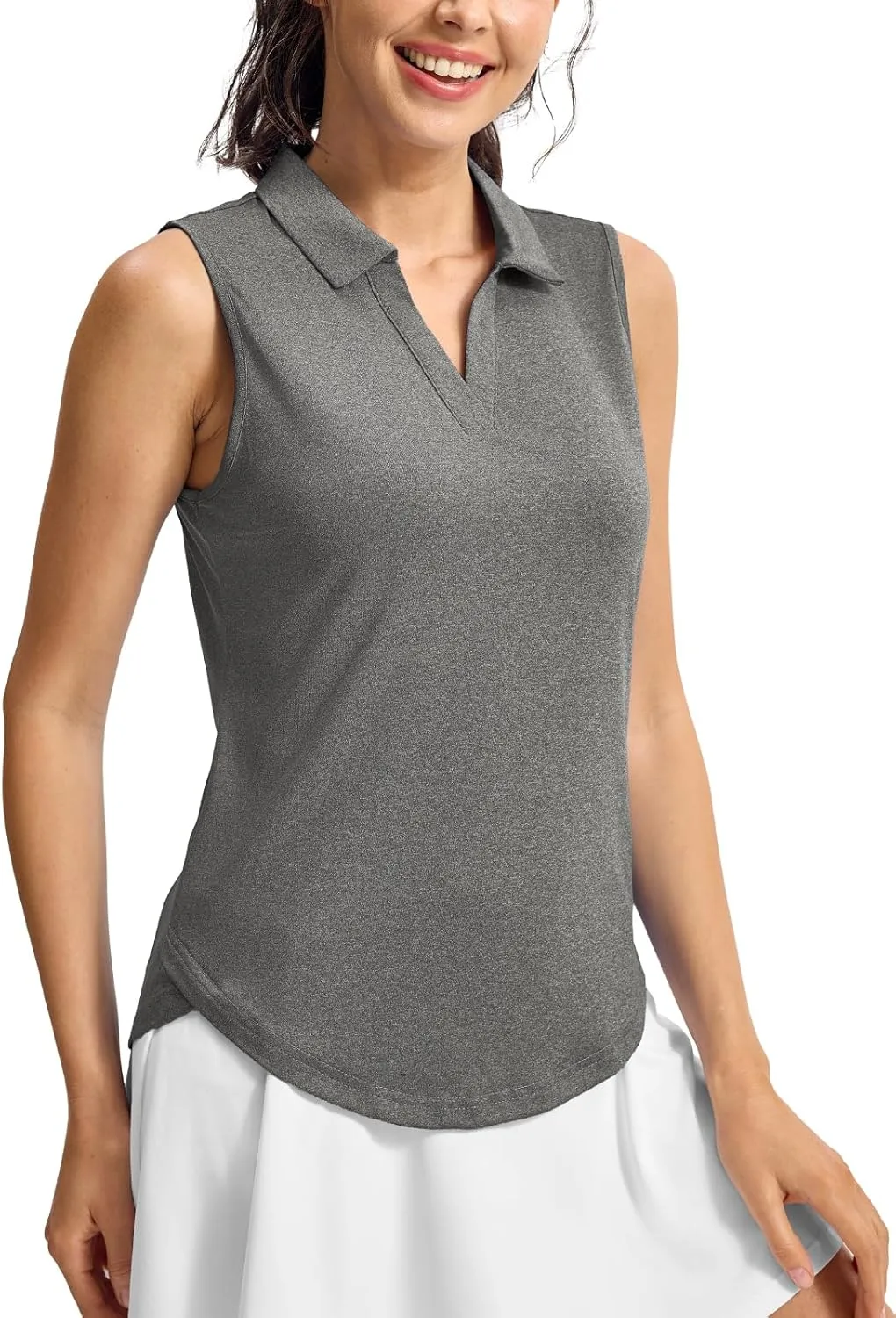 Rdruko Women's Sleeveless Golf Polo Shirts V-Neck Collared Tennis Quick Dry UPF 50  Lightweight Athletic Tank Tops