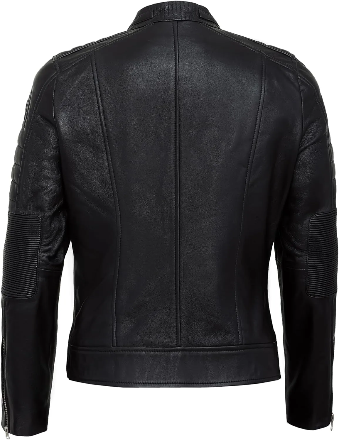 Real Lambskin Trendy Womens Leather Jackets Moto Biker Style Zip Up Motorcycle Jacket Women Outerwear With Pockets