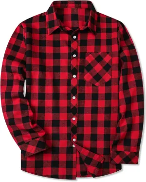 SANGTREE Mens & Boys Plaid Shirt Long Sleeve Button Down Flannel Shirts, US 3 Months - Adult 9XL
