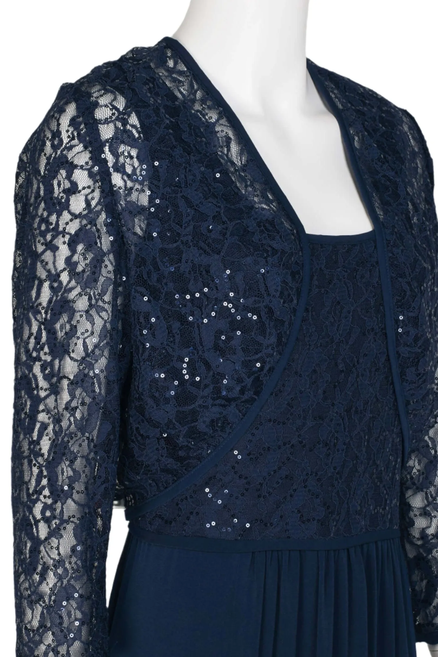 SL Fashion Scoop Neck Sleeveless Empire Waist Sequined Knit Bodice with Matching Bolero