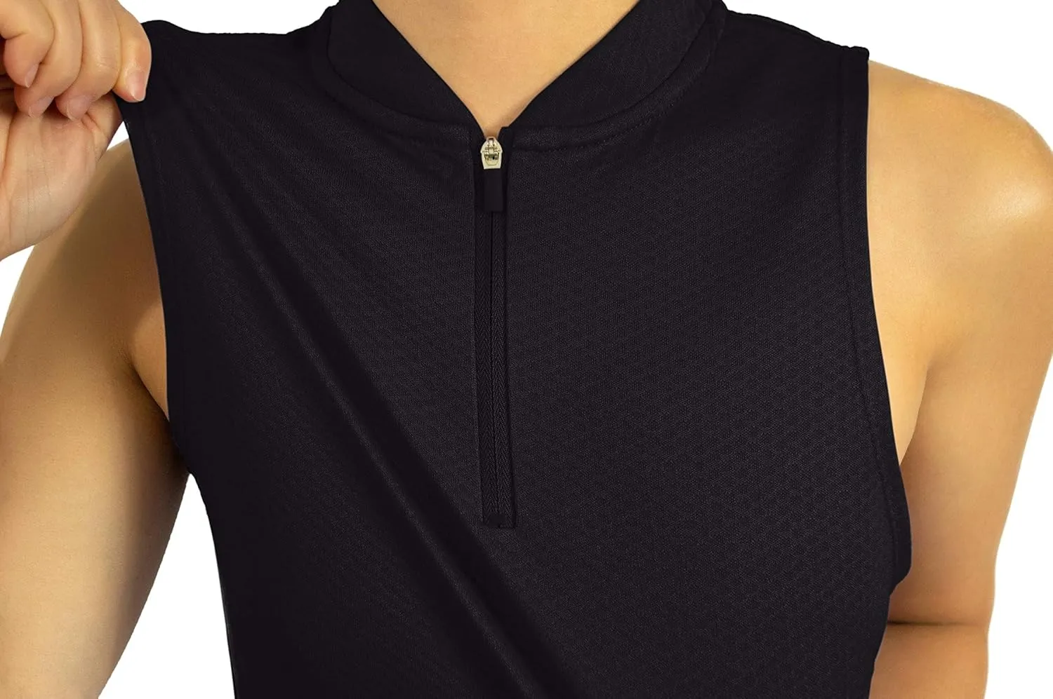 Three Sixty Six Womens Sleeveless Collarless Golf Polo Shirt with Zipper - Quick Dry Tank Tops for Women