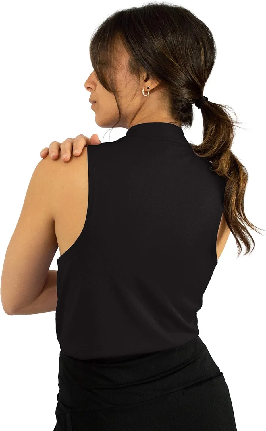 Three Sixty Six Womens Sleeveless Collarless Golf Polo Shirt with Zipper - Quick Dry Tank Tops for Women
