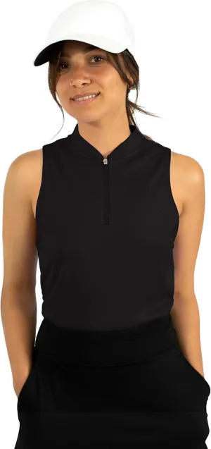 Three Sixty Six Womens Sleeveless Collarless Golf Polo Shirt with Zipper - Quick Dry Tank Tops for Women
