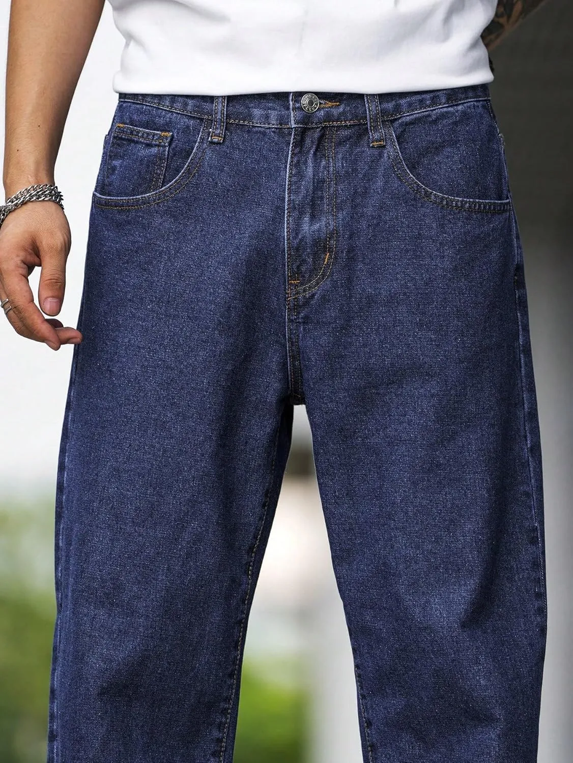 Verdusa Men's Casual Straight Leg Jeans Denim Pants Long Trousers