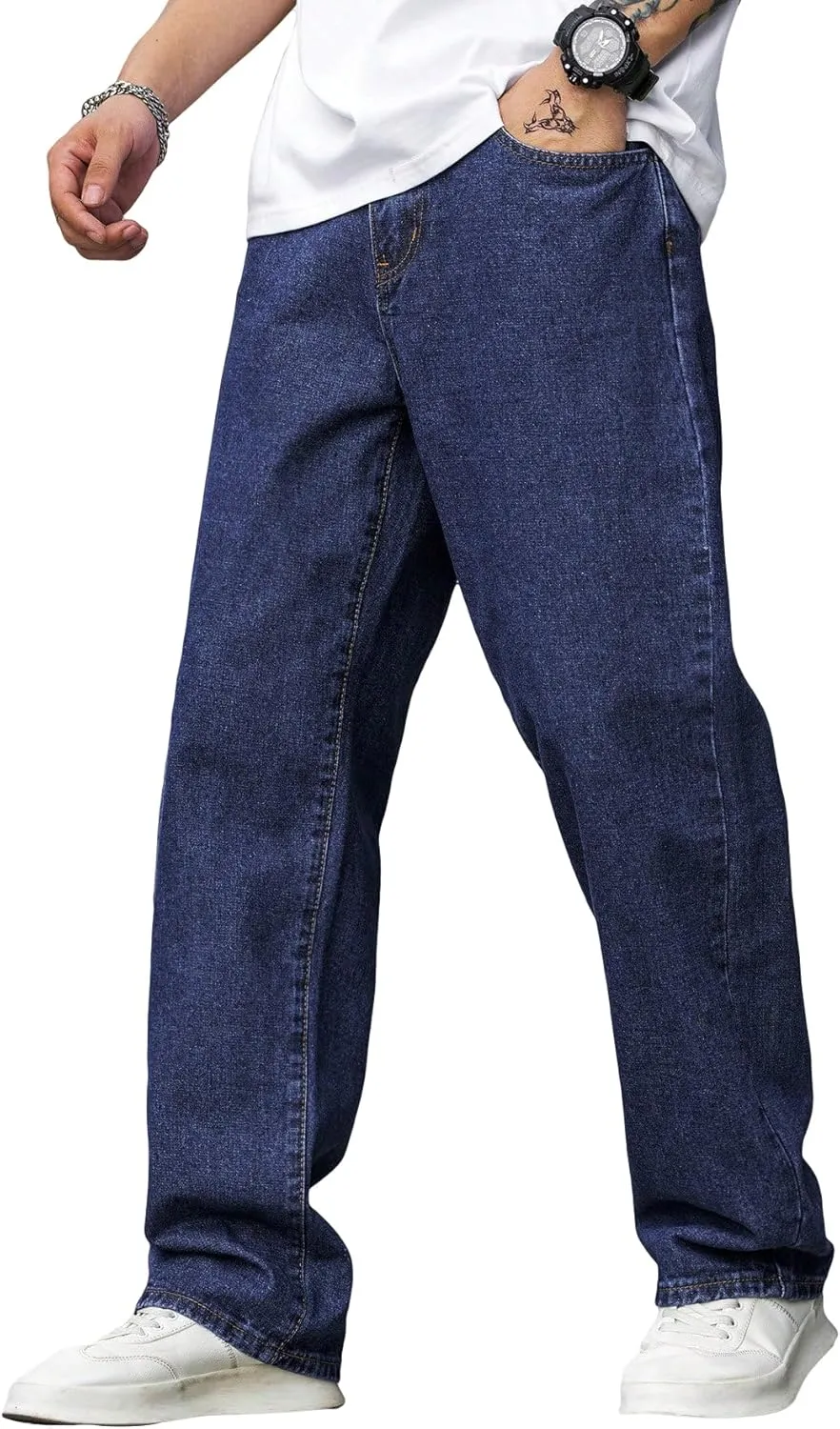 Verdusa Men's Casual Straight Leg Jeans Denim Pants Long Trousers