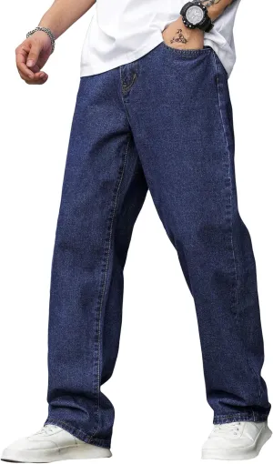 Verdusa Men's Casual Straight Leg Jeans Denim Pants Long Trousers
