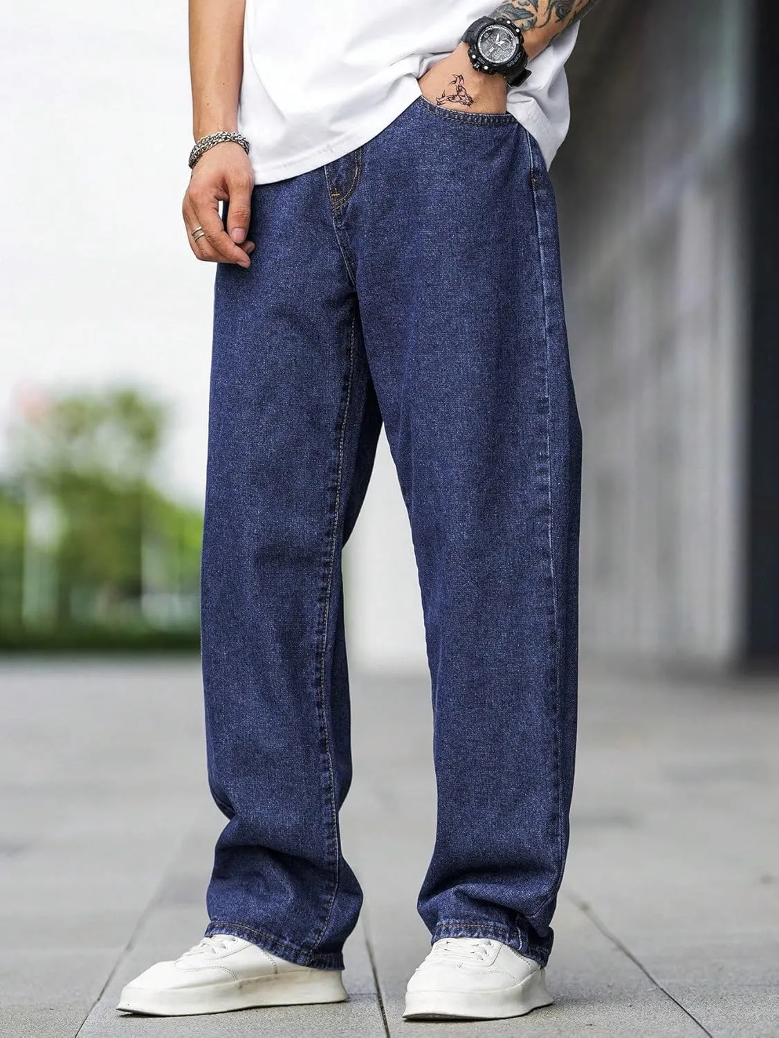 Verdusa Men's Casual Straight Leg Jeans Denim Pants Long Trousers