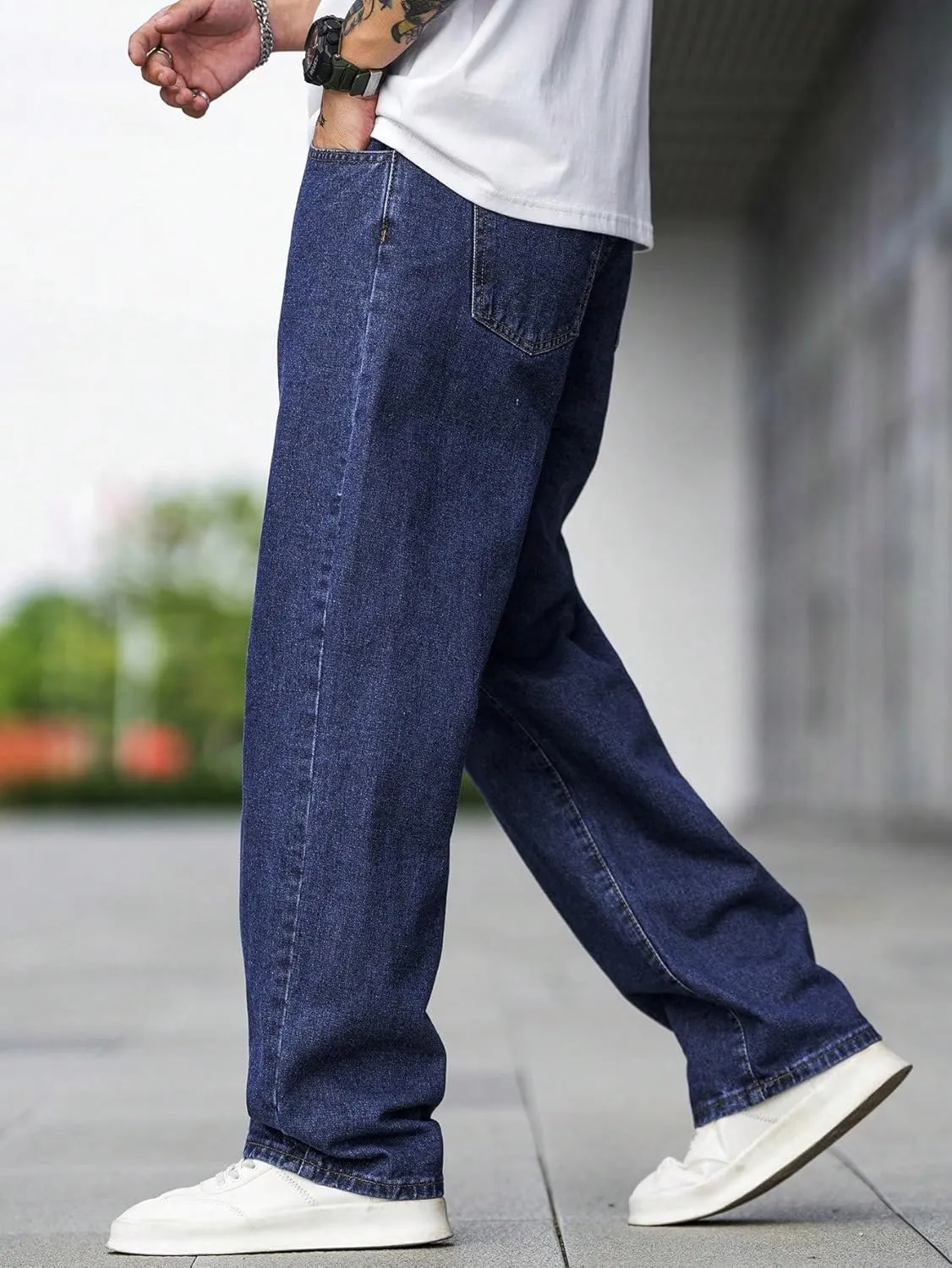 Verdusa Men's Casual Straight Leg Jeans Denim Pants Long Trousers