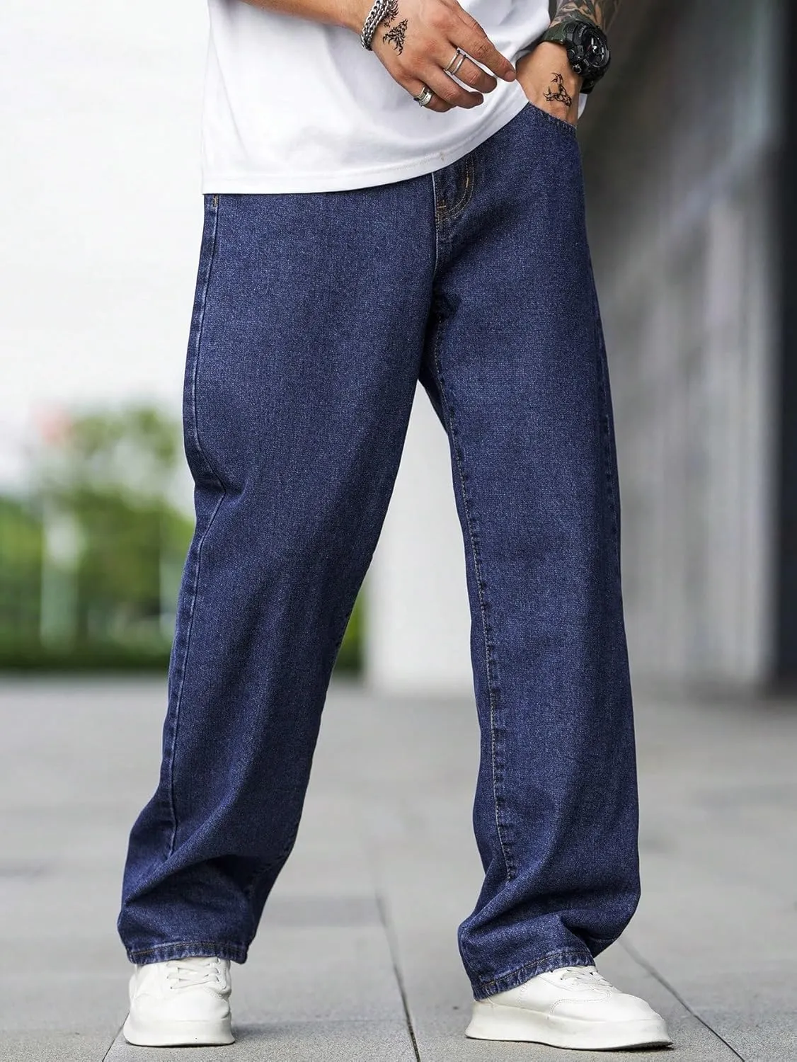 Verdusa Men's Casual Straight Leg Jeans Denim Pants Long Trousers