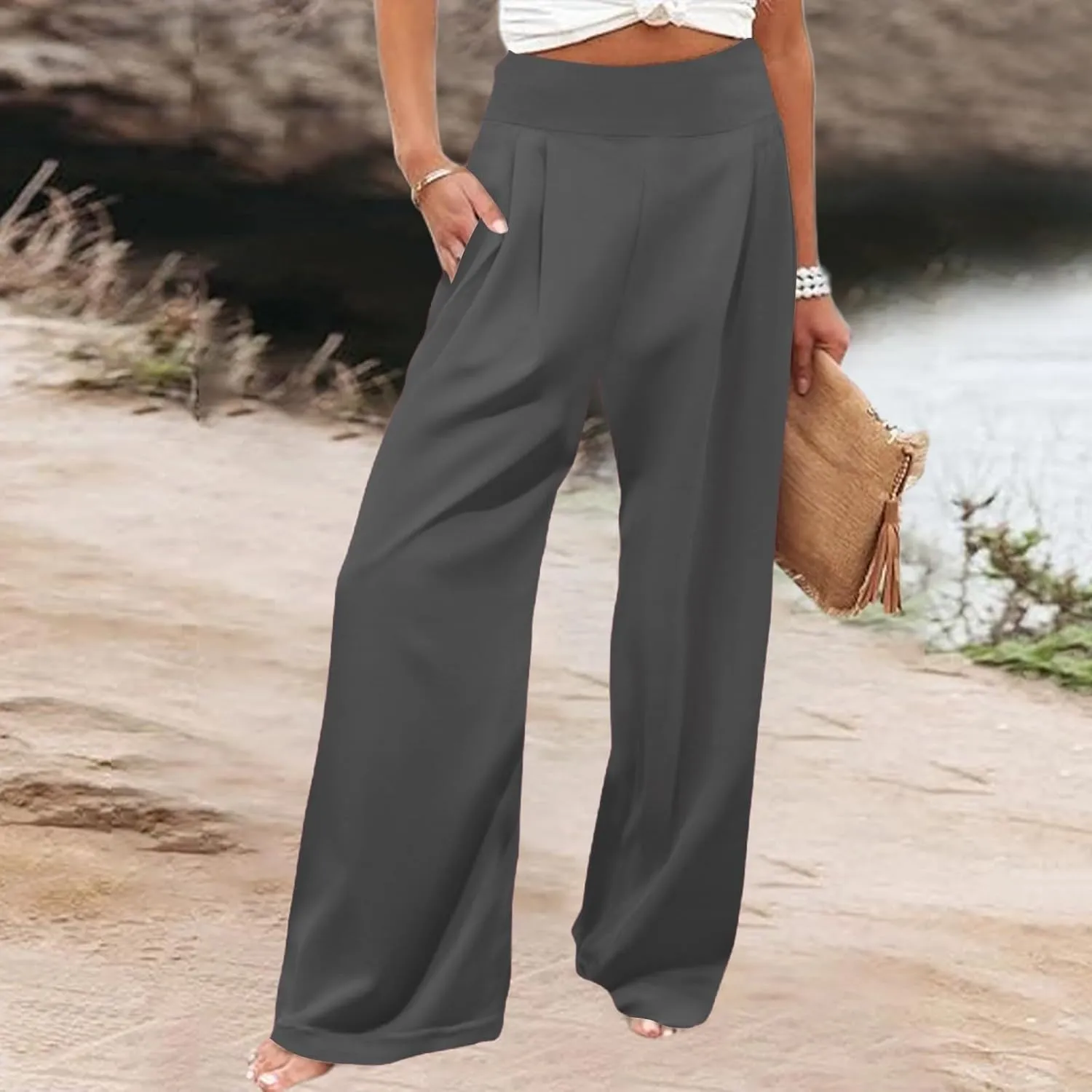 Wide Leg Yoga Pants for Women | Casual Loose Cozy Sweatpants High Waisted Lounge Flowy Pants with Pockets