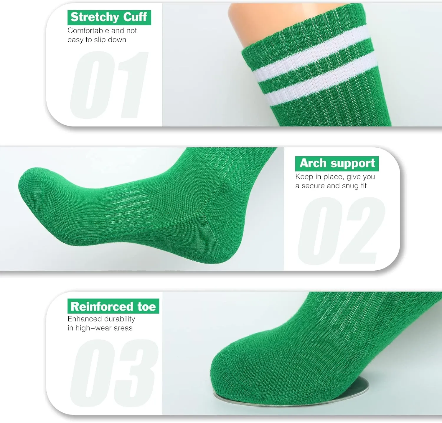 Women's Athletic Crew Socks 6 Pack, Running Breathable Cushion Socks with Arch Support