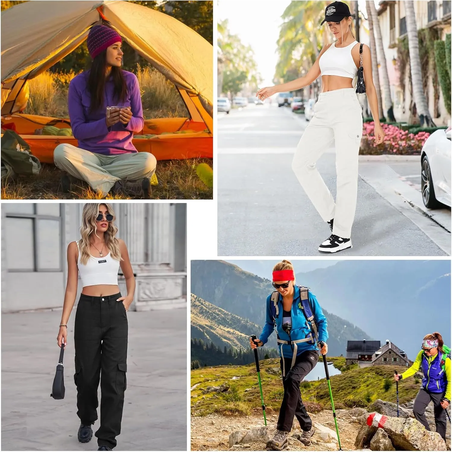 Women's Cargo Pants Casual Y2K Streetwear Cotton Summer Travel Work Hiking Pants with 7 Pockets Combat Tactical